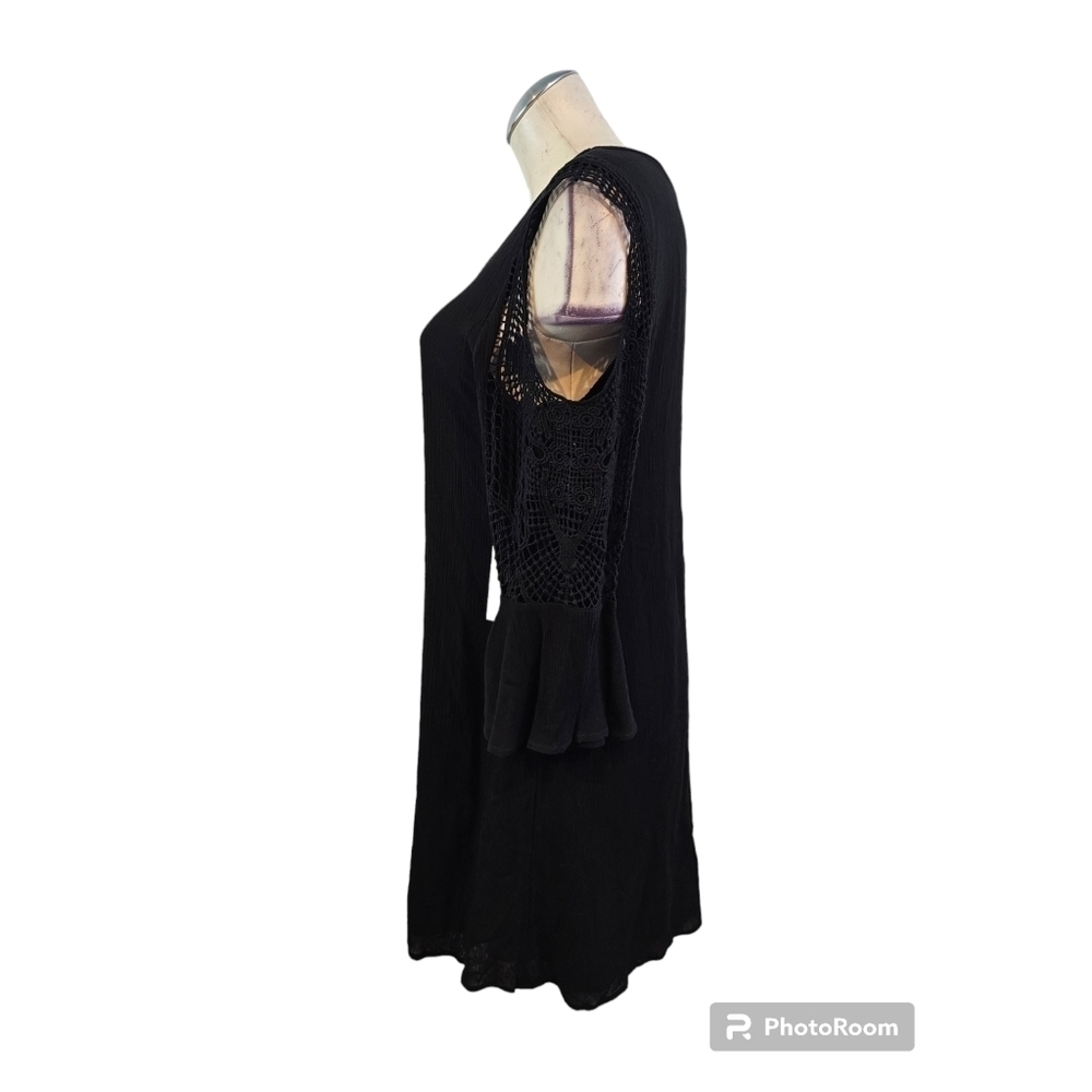 Nina Leonard Size L Black Cold Shoulder Dress - Picture 3 of 7
